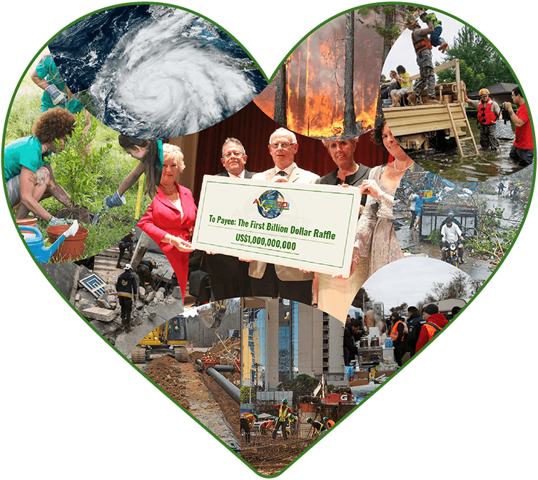 Collage of disaster relief and humanitarian projects supported by Avazoo